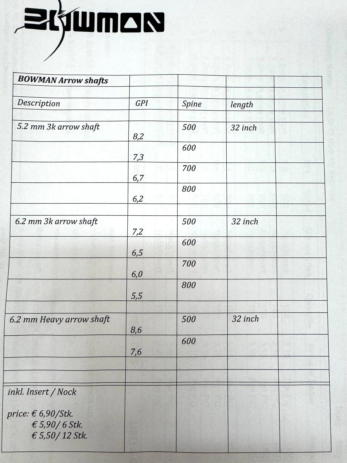 Carbonschäfte - Bowman Archery & Insert & Nocke Top-Preis bei 6Stk./ 12 Stk.